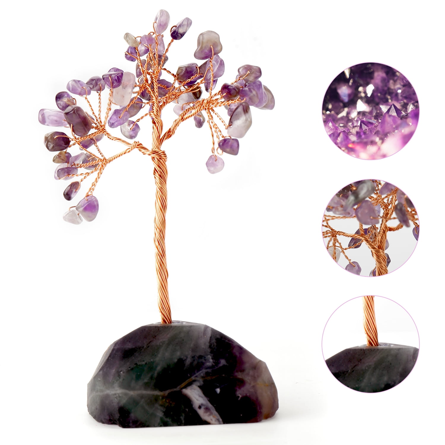 NBPOWER Natural Amethyst Crystal Tree, Healing Purple Crystals Money