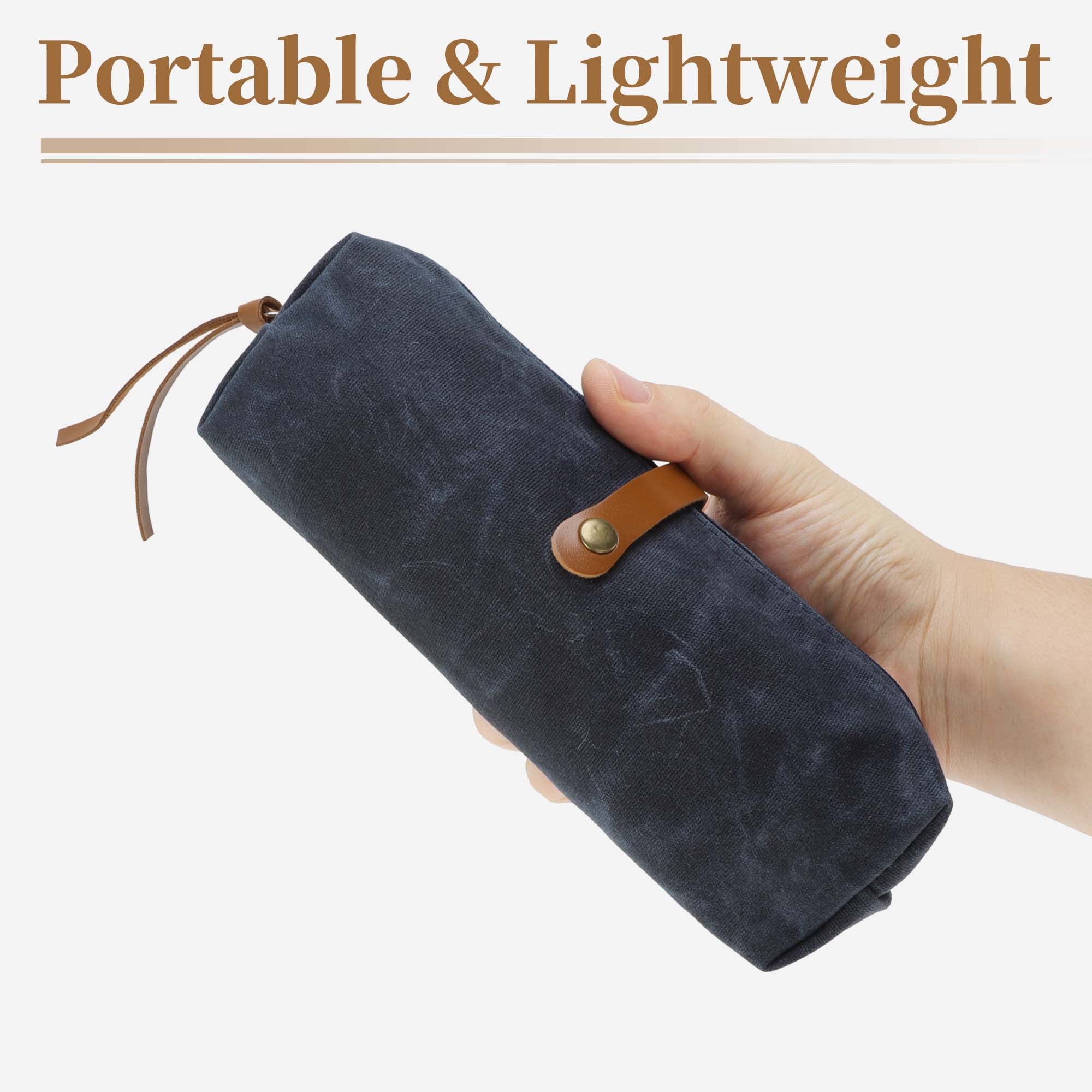 Unique Bargains Waxed Style Aesthetic Pen Bag Organizer Blue