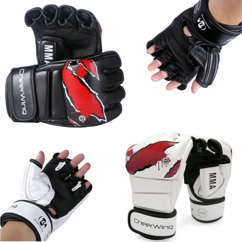 MMA UFC Boxing Gloves Grappling Punching Bag Training Fight Sparring PU Leather