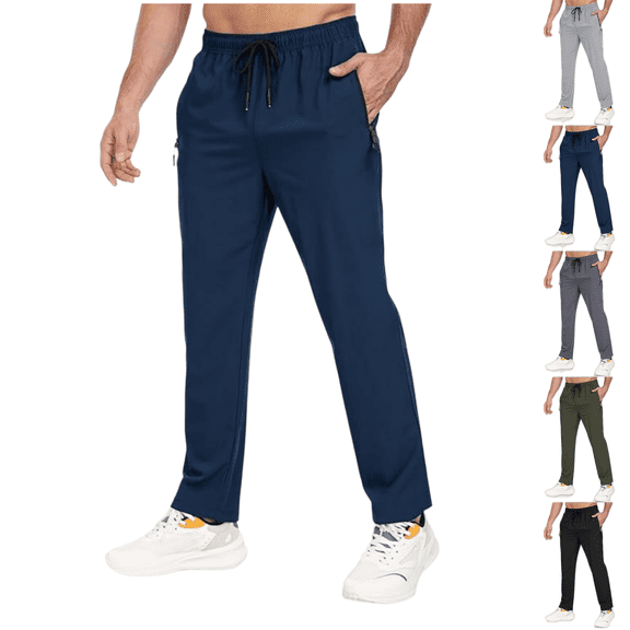 LRGSHF Mens Workout Pants Stretch Hiking Pants with Zipper Pockets Cozy Quick Dry Casual Travel Pant Elastic Athletic Joggers