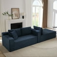 thumbnail image 4 of Miniyam L-Shaped Sectional Sofa with Deep Seat, No Assembly Required, Modular Couches Sleeper for Living Room, Bedroom, Apartment (Blue, Right Facing Chaise), 4 of 7