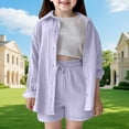 thumbnail image 2 of TSHXS Girls Outfits Size 10-12 Kids Clothes Girls Kids Girl Clothes Top And Shorts Toddler Girl Summer Outfits Short Set 7-8 Years Light Purple, 2 of 9