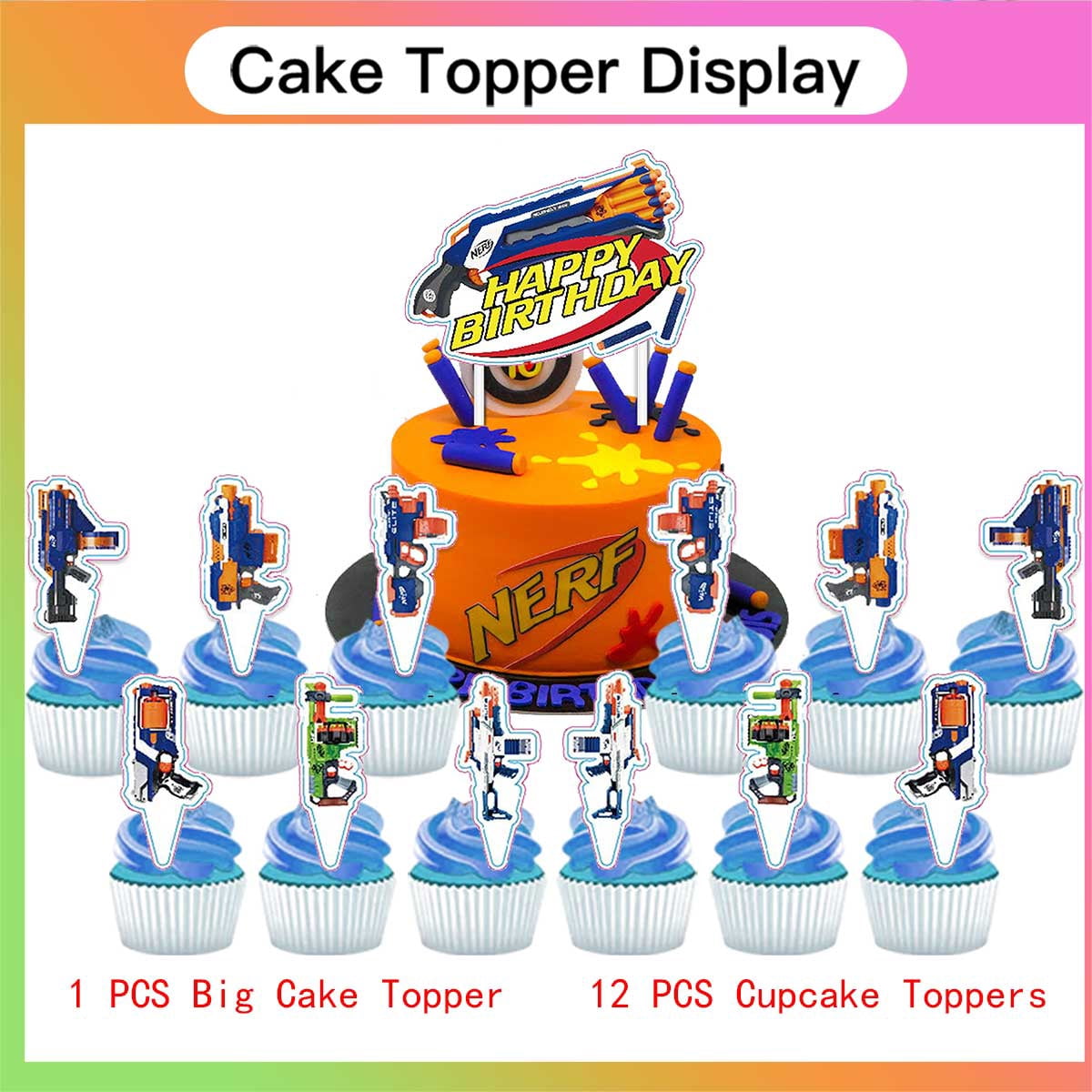 Nerf Dart War Party Supplies Latex Balloons Decor Banner Backdrop Kit Birthday Decorations