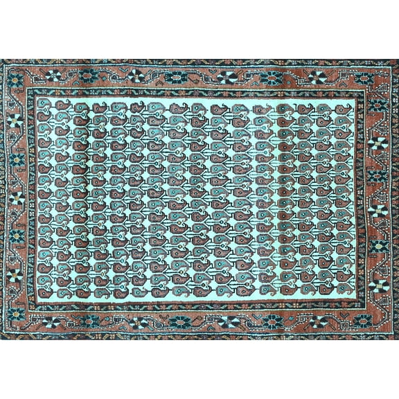 Ahgly Company Indoor Rectangle Persian Light Blue Traditional Area Rugs, 5' x 7'