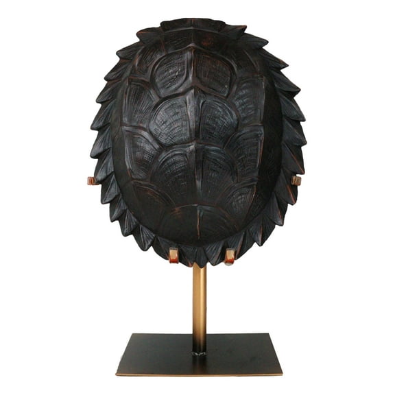 Large Nautical Marine Jagged Shell Faux Sea Turtle Sculpture With Pole Stand