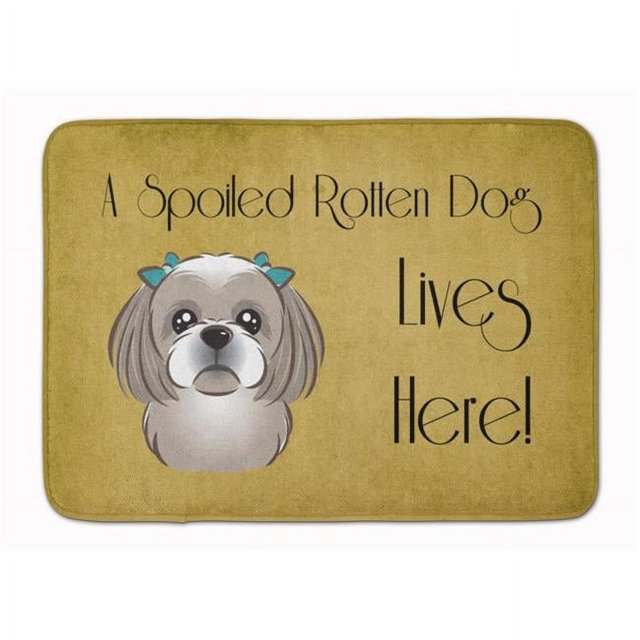 Carolines Treasures BB1498RUG Grey & Silver Shih Tzu Spoiled Dog Machine Washable Memory Foam Mat