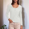thumbnail image 2 of EDFBUYKRS V Neck T Shirts for Women Long Sleeve Tops Solid Color Tee Casual Shirts Xl, 2 of 4