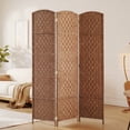 thumbnail image 2 of 3 Panel Resin Wicker Folding Room Divider Privacy Screen Home Office Natural, 2 of 8