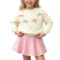 thumbnail image 2 of Ashirexll Girls' Clothing Sets 2 Piece Long Sleeve Round Neck Button Cardigan with Knit Skirt Set for 1-8 Years, 2 of 5