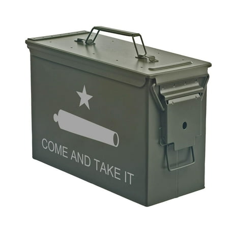 Steel Ammo Can Storage Box Ammunition Case Texas Come and Take It Flag (30cal Green)
