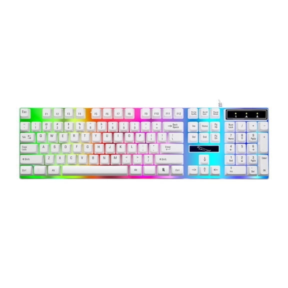 COSMOBETTY 1Pcs White Plastic Keyboard with Led Backlit Keys for General Users