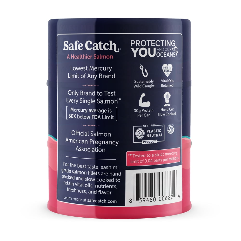 Safe Catch Wild Skinless & Boneless Pacific Pink Salmon, No Salt Added, 3 Pack, 5 oz Cans – Mercury Tested Canned Salmon