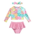 thumbnail image 1 of Splozh Kids Bathing Suits Girls Swimsuit Fashion Cute Cartoon Print Ruffled Edge Split Beach Swimsuit Pink,9-12 Months, 1 of 6