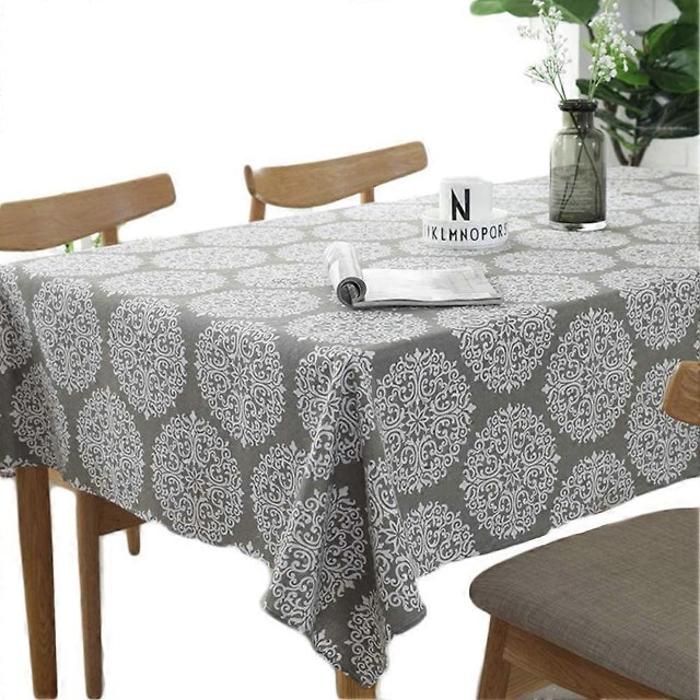 Tablecloth Grey Retro Table Cloth Rectangular Tablecloths Cotton Linen Table Cover Suitable for Home Kitchen Decoration,Various Sizes (Retro Printing
