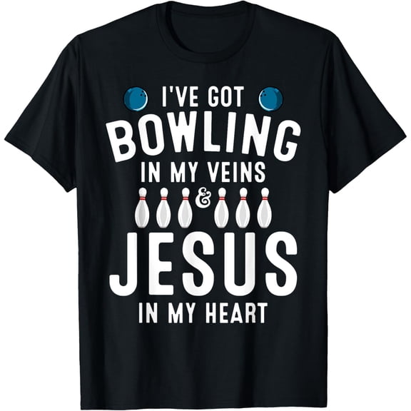 Funny Bowling Gift For Men Women Cute Bowler And Jesus Love T-Shirt