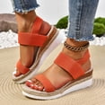 thumbnail image 5 of Rotm Block Heels for Women Womens Flat Sandals Arch Support Open Toe Walking Comfy Casual Low Wedge Summer Shoes Orange,6.5, 5 of 6