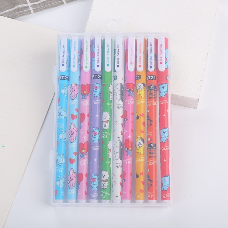 10pcs/lot Colorful Gel Pens 0.38mm Pen Office School Accessories Fashion Cute J