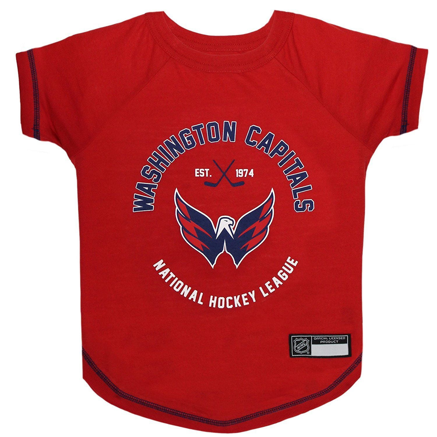 Pets First NHL Washington Capitals T-Shirt - Licensed Wrinkle-free stretchable Tee Shirt for Dogs & Cats