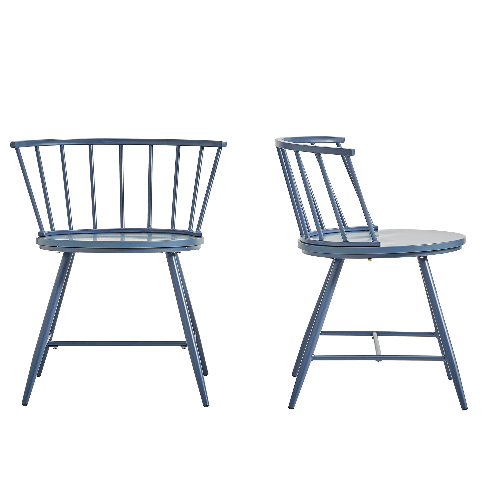 Weston Home Lydford Low Back Windsor Classic Dining Chairs, Set of 2, Blue Steel