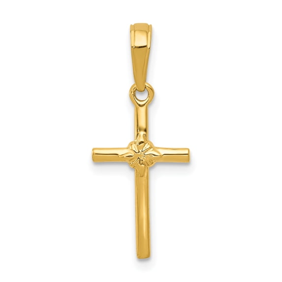 14k Yellow Gold Polished Cross Charm Pendant