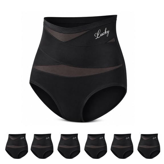 Slimetica High Waist Tummy Control Panties, Cross-Wrap Shapewear Underwear, Soft Stretch Mesh Full Coverage