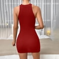 thumbnail image 4 of Wycnly Dresses for Women Party Club Knitted Cotton Sexy Bodycon Tank Mini Dresses Round Neck Sleeveless Solid Summer Short Formal Dress Wine m, 4 of 4
