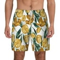 thumbnail image 3 of Uemuo Yellow Tulips Pattern Mens Swim Trunks Quick Dry Board Shorts with Mesh Lining, Stretch Beach Shorts Quick Dry No-Chafing Board Shorts-Small, 3 of 9