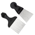 thumbnail image 1 of 2x Black Salon Barber Styling Afro Pick Comb para Desenredar Lifting Hair Curly Hair, 1 of 9