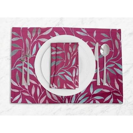 

S4Sassy Pink Petals Floral Washable Placemats & Napkins Table Decor Dining Mats