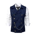 thumbnail image 2 of FRSASU Mens Double Breasted Suit Vest, Stylish Paisley Slim Fit formal Business Dress Waistcoat Navy, 2 of 7