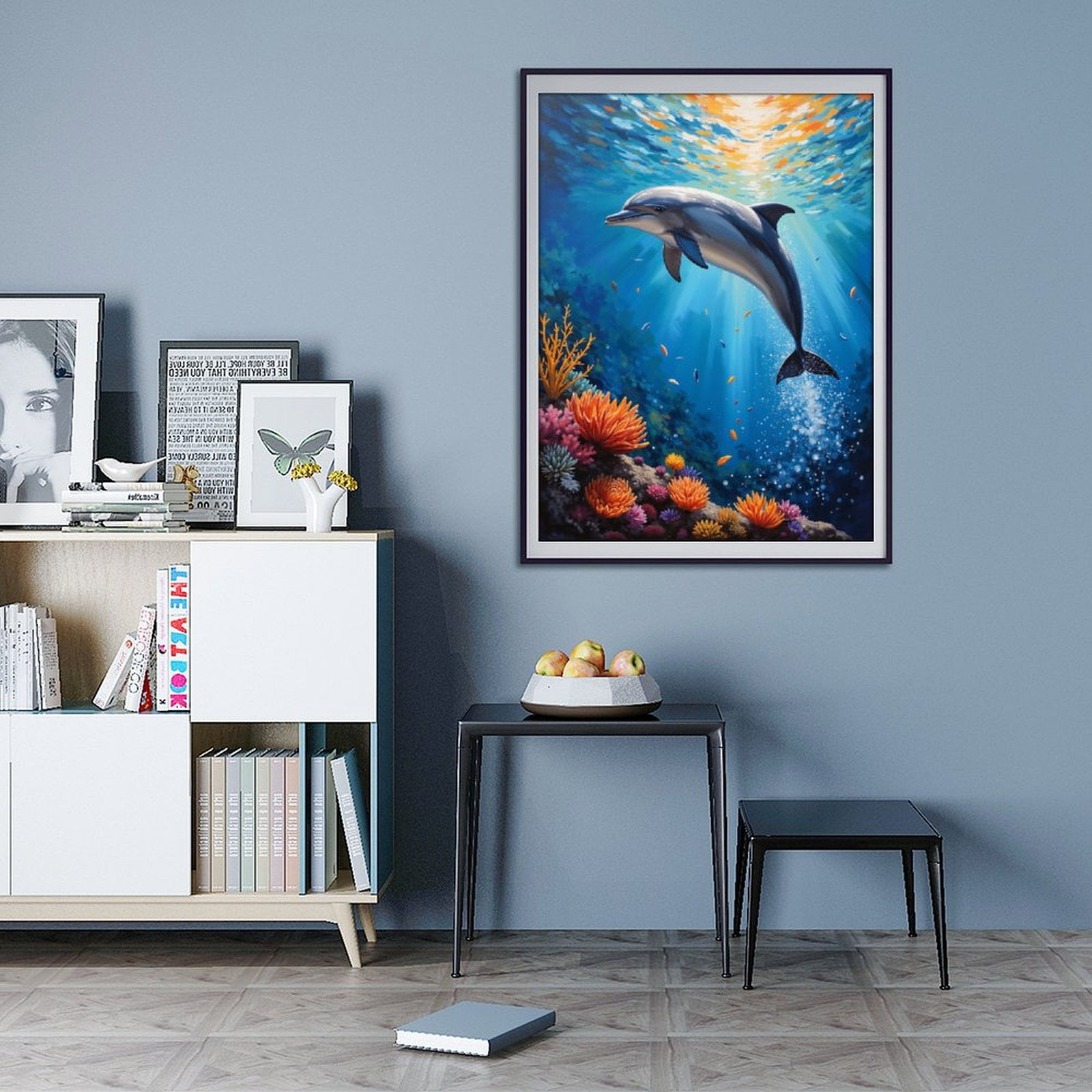 Diamond Art Kits for Adults - 5d Dolphin Ocean Coral Reef Serenity Diamond Painting for Adults, Diamond Art for Adults Beginners, Diamond Painting Kits for Adults for Home Wall Decor