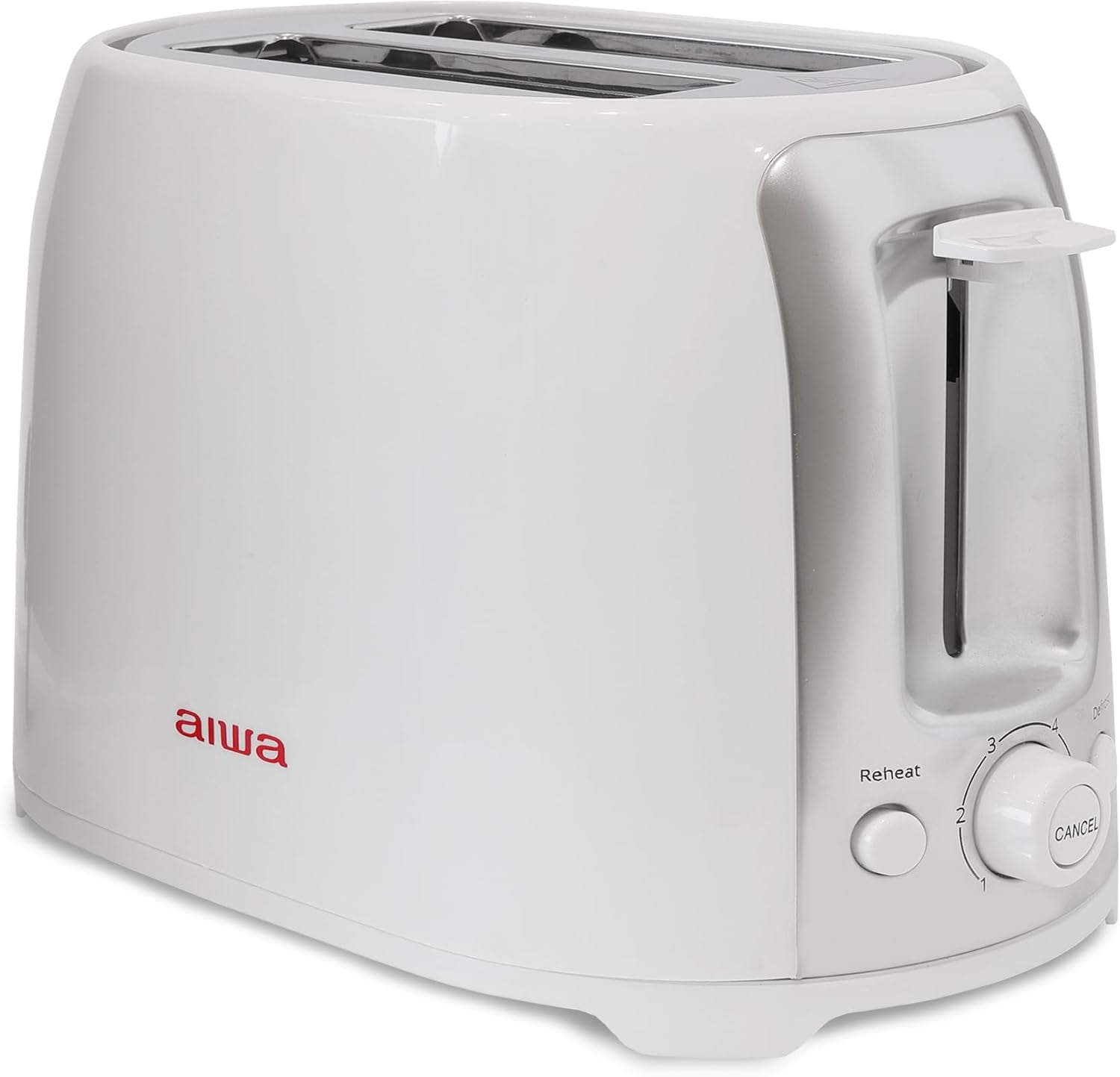 Aiwa 2-Slice Toaster with Wide Slots, 6 Browning Settings, and Crumb Tray, White