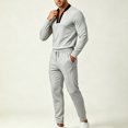 thumbnail image 4 of Zormilly Track Suits Mens Quarter Zip Pullover Elastic Waist Joggers Lounge Set with Pockets Casual Two Piece Outfits Sets, M-3XL, 4 of 5