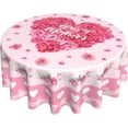 thumbnail image 1 of Happy Mother''s Day Tablecloth Round 60 Inch Rose Flowers Petal Hearts Circle Table Cover with Pink Buffalo Plaids Dustproof Table Cloth for Kitchen Dining Party Picnic Holiday Decor, 1 of 6