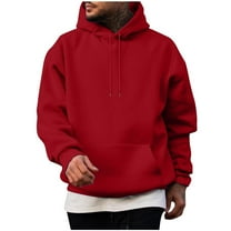 Oplxuo Men's Solid Color Hoodies Loose Casual Long Sleeve Pullover Hooded Sweatshirt Tops with Drawstring & Pocket