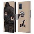 thumbnail image 1 of Head Case Designs Officially Licensed Animal Club International Faces Black Cat Leather Book Wallet Case Cover Compatible with Samsung Galaxy A51 (2019), 1 of 6