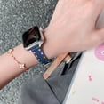 thumbnail image 4 of Soft Casual Fabric Denim Band fpr Apple Watch 38/40/41/42mm(S10), Compatible with iWatch Series 10–1 SE Ultra, Cute Colorful Dot Strap for Girls Women, Adjustable Metal Buckle, Darkblue, 4 of 5