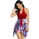 thumbnail image 2 of Traje de baño bikini dividido con falda de malla de encaje cruzado de talla grande para mujer, 2 of 6