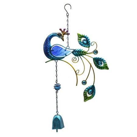 

Peacock Metal Wind Chime Pendant Glass Painted Garden Balcony Hanging Ornament New