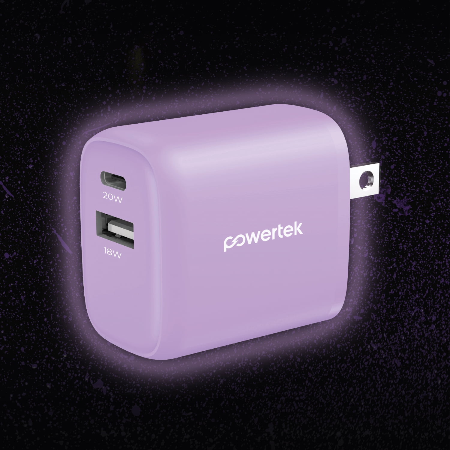 Liquipel Powertek Glow in the Dark 20W Combo Wall Charger - Purple