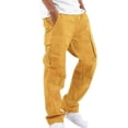 thumbnail image 2 of Men's Casual Cargo Pants with Multi Woven Pockets Solid Color Elastic Waist, 2 of 5