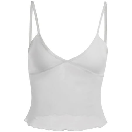 

Women Fashion Mesh Camisole With Short Rolled Hem Ladies Camis Party Street Club Camisoles Dailywear
