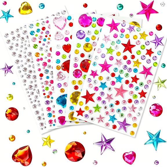 CCOCC Gem Stickers Jewels for Crafts, Self Adhesive Rhinestone Stickers
