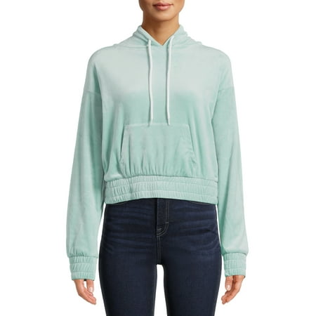 No Boundaries Juniors' Cropped Velour Hoodie