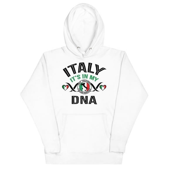 Italian Hoodie, Italy is in my DNA Unisex Hoodie (White, S)