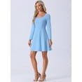 thumbnail image 3 of DARING DIVA Scoop Neck Beaded High Waist Flared Dress M Sky Blue, 3 of 6