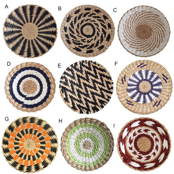 Walbest Wall Hanging Decor Ethnic Style Handcrafted Natural Straw Woven Round Decorative Bohemia Wall Ornament Home Decoration