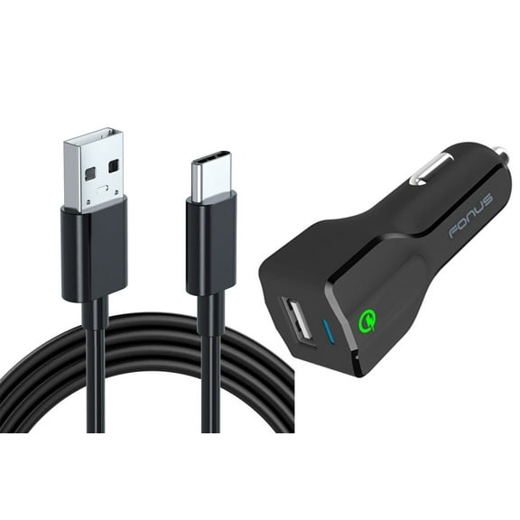 Car Charger for Nokia C300, G100, C110, G310 5G Phones - 24W Fast 2-Port USB 6ft Cable Type-C Turbo Charge for Nokia C300, G100, C110, G310 5G Models