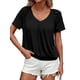 thumbnail image 1 of Camisetas Casuales de Verano para Mujer, Camisetas de Corta con Cuello en V, Camisetas Negras M, 1 of 7