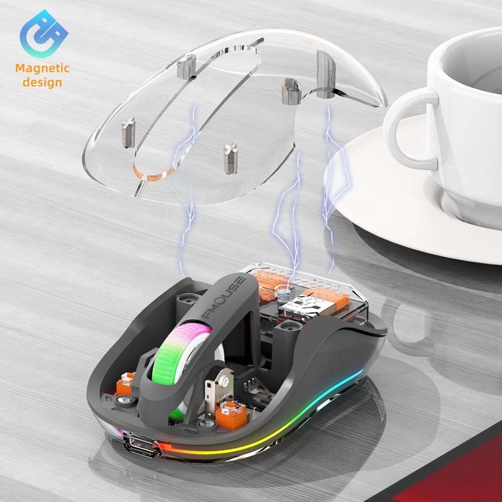 New Style Fully Transparent Mouse Bluetooth Wireless Tri-mode Mute Led Lamp Type-c Mice 2400dpi Intelligence Office Gift